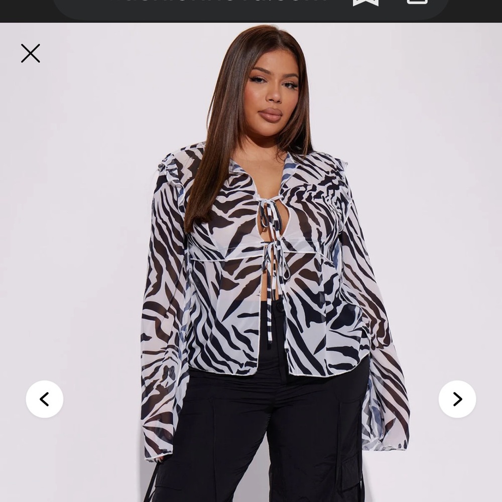 Fashion Nova Zebra Print Sheer Blouse - Picture 3 of 10